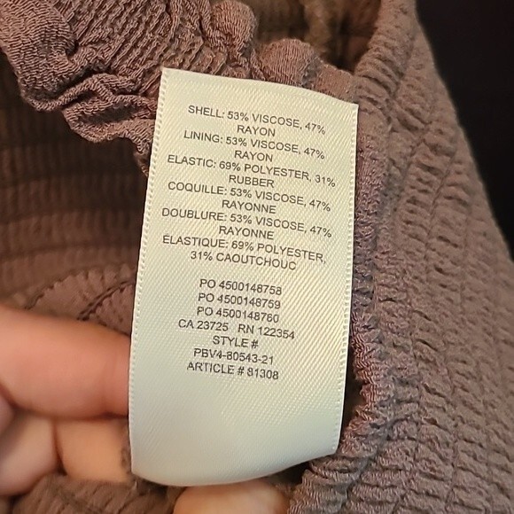 Aritzia Wilfred Chianti Jumpsuit Brown Smocked Midi Ruffle Summer Sz Medium - Picture 7 of 7